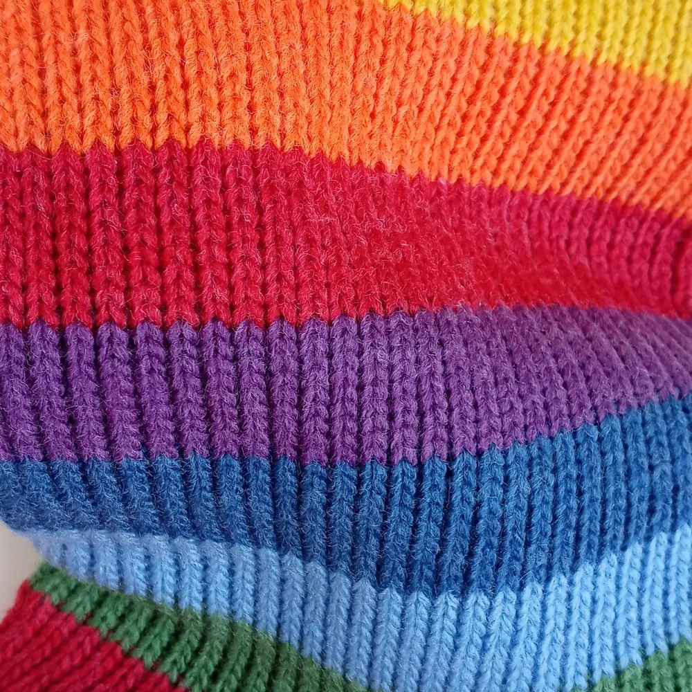 Christmas Rainbow Stripe Knit Stocking With Mini Knit Stocking